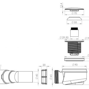 BASMALI DUŞ TEKNE SİFONU Ø 50 – DTS-04